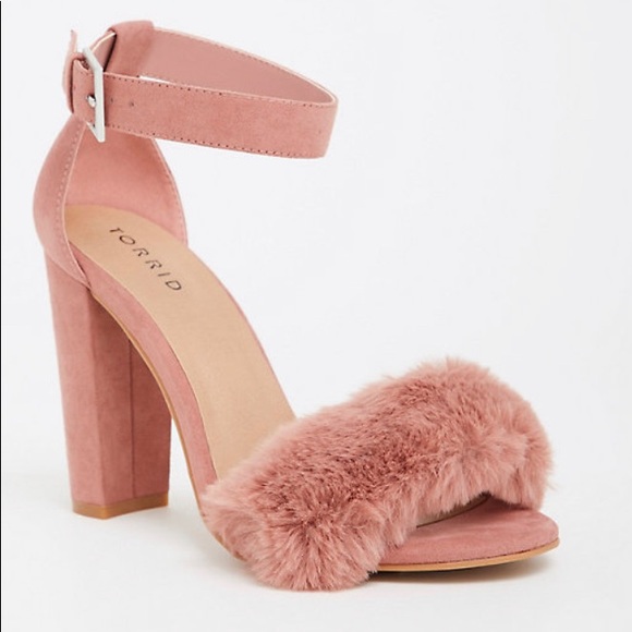 torrid Shoes - TORRID 8.5 MAUVE FAUX FUR HIGH HEEL SANDAL (WW)